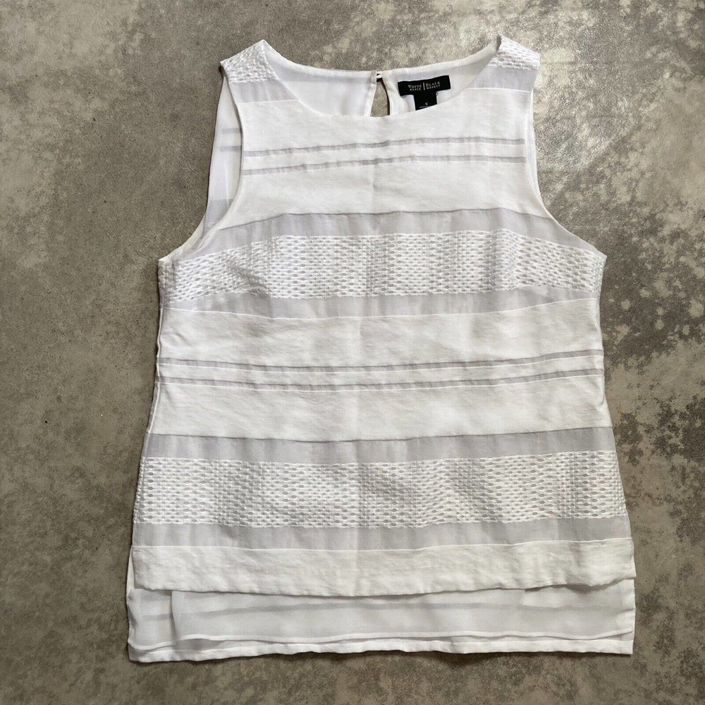 White House Black Market White Textured Sleeveless Tank Top Womens Size Small
